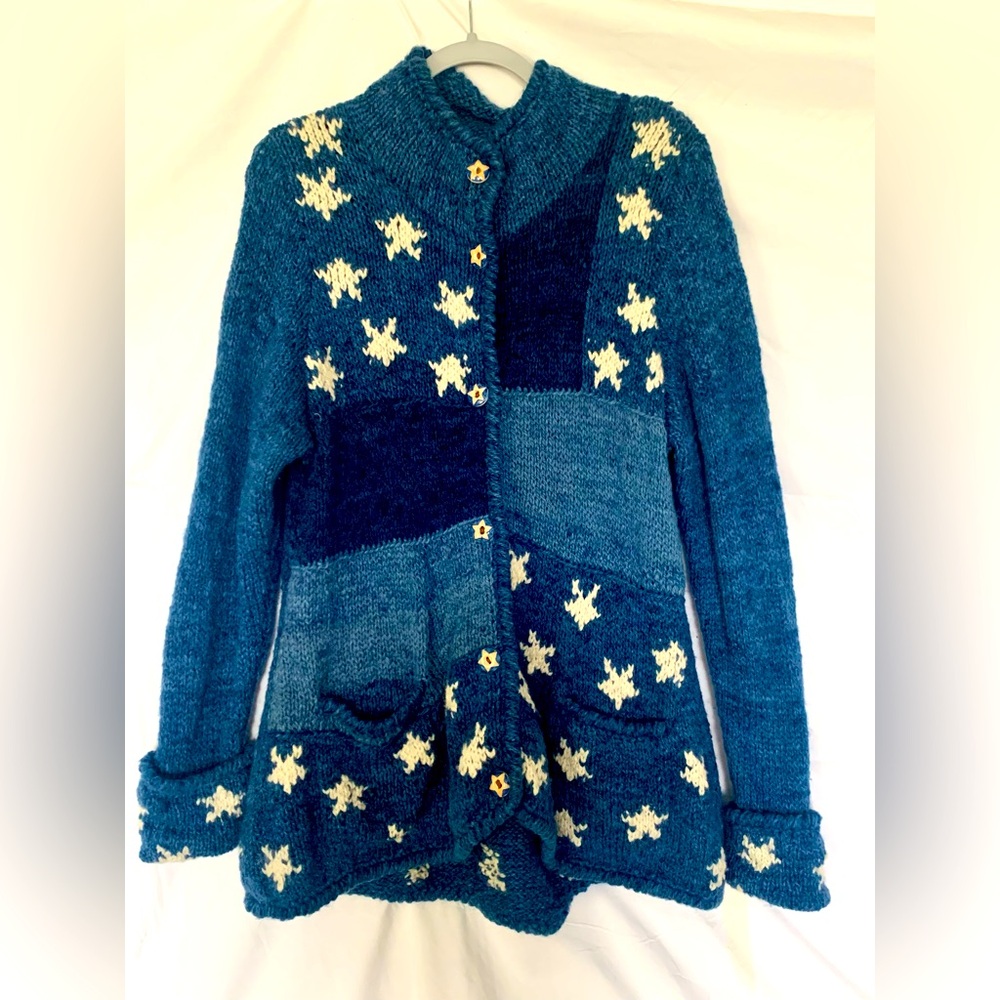 Amano 100% wool vintage patchwork star sweater size S/M - fits like a L